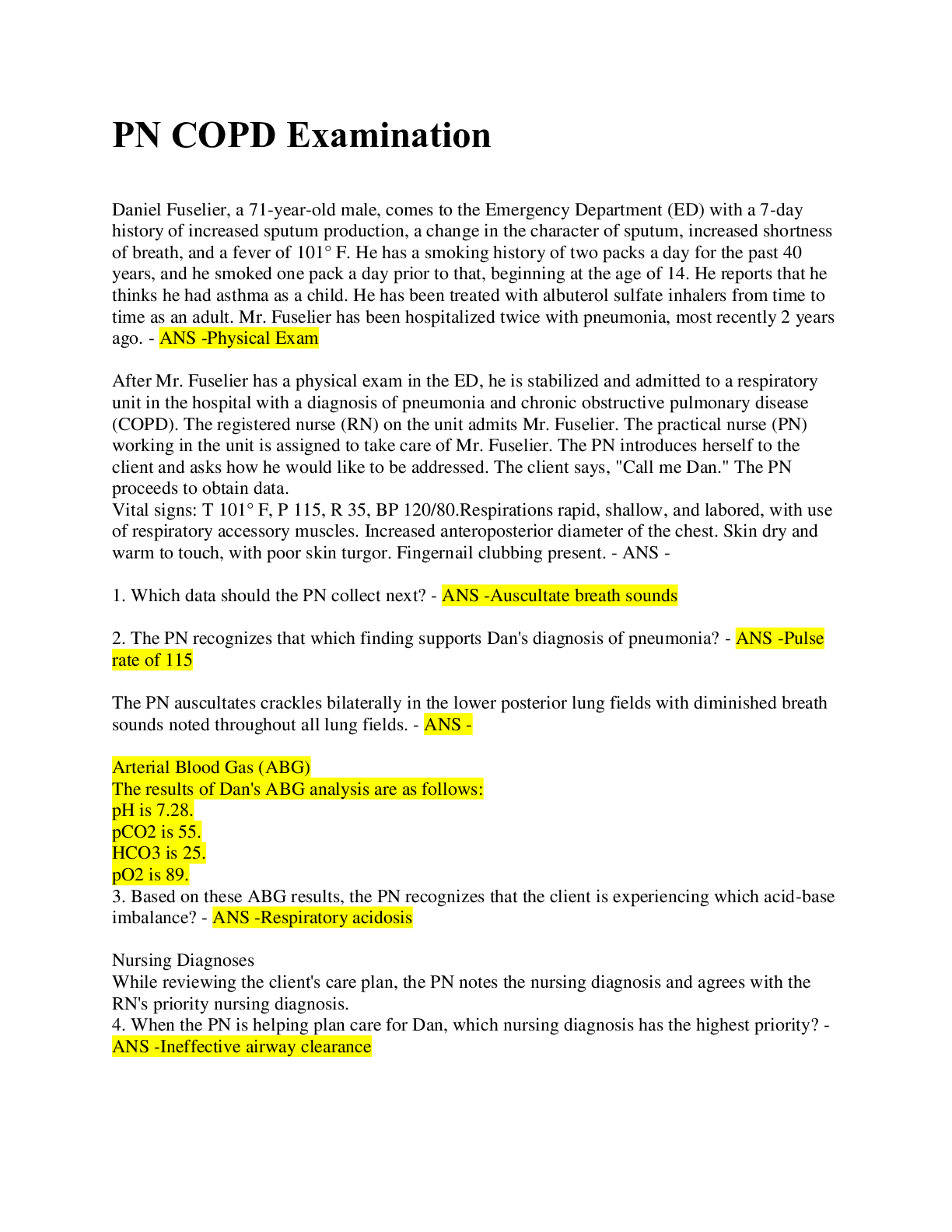 Preview image for PN COPD / Exam / 100% Correct Answers
